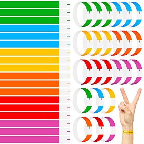 600pcs Pulseras Identificativas de Neón, 6 Colores, Pulseras de Papel Resistente al Agua, Adecuada para Entradas de Eventos/Festivales/Conciertos