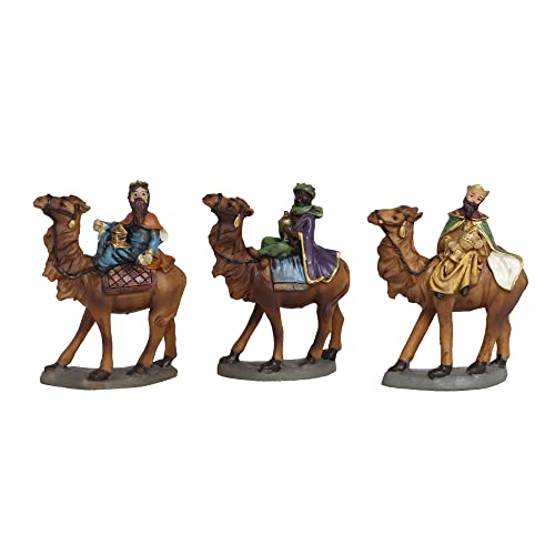 TIENDA EURASIA - Set de 3 Reyes Magos, Figuras para Belen de Los Reyes Magos, Fabricados en Resina, Decora tu Nacimiento con Las Clasicas Figuritas de los Reyes Magos (Reyes a Camello)